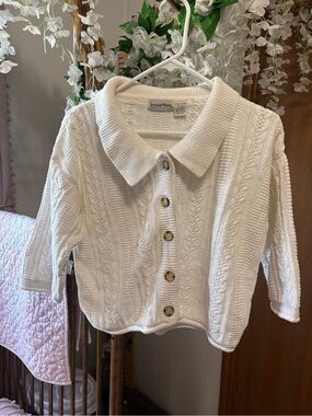 Vintage Boundary Waters Cream Cable Knit Button Cardigan